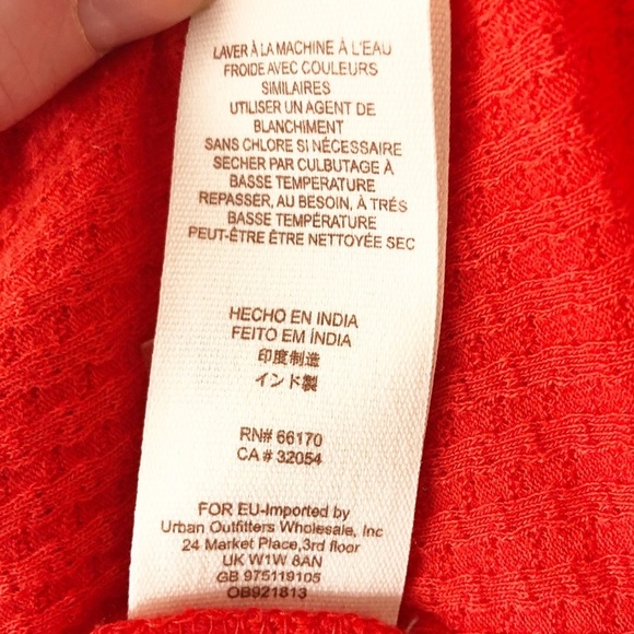 New Free People Crimson Red Ribbed Lace Bell Sleeve V Neck Top Shirt - Picture 8 of 16